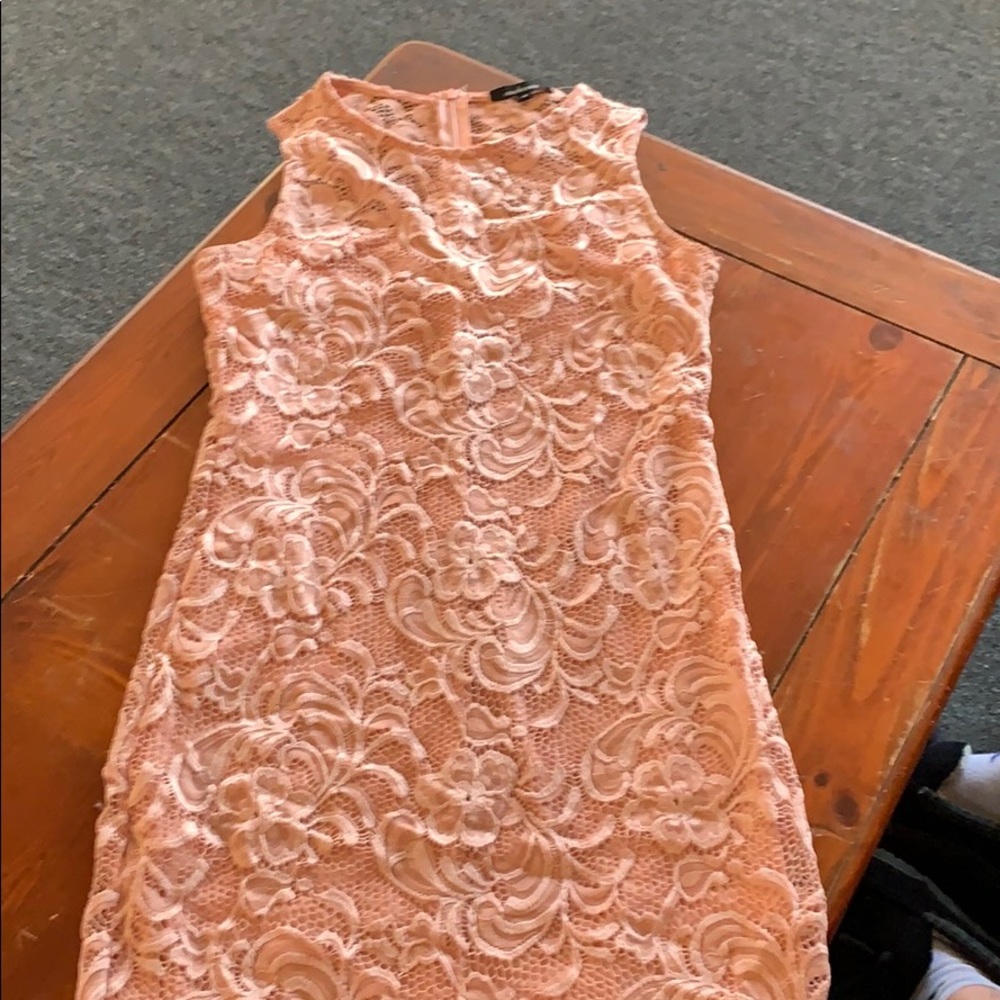 Light blush lace pencil mini dress